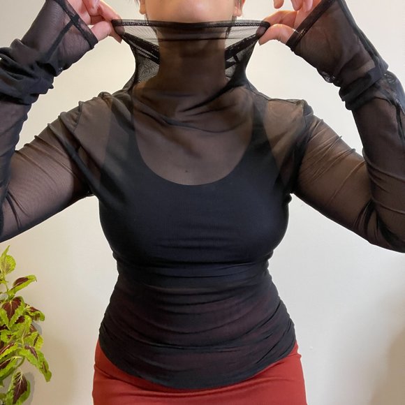 Sarah Pacini Sheer Mock Neck Long Sleeve -S- - Picture 5 of 7